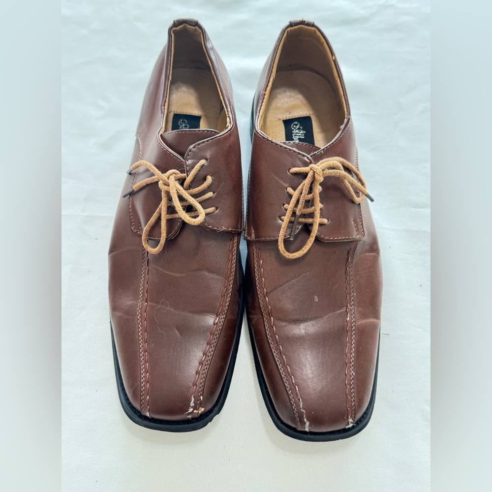 Antonio Melani Brown Leather Square Toe Oxford Dress Shoes Men’s 11